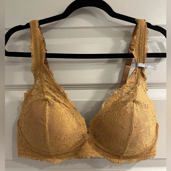 NWT Aerie Real Power Wireless Push Up Sunflower Lace Bra 36D - Picture 1 of 7